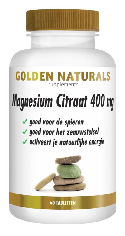 magn citraat 400mg 60tabl Golden Naturals Magnesium Citraat 400 mg - Afbeelding 1
